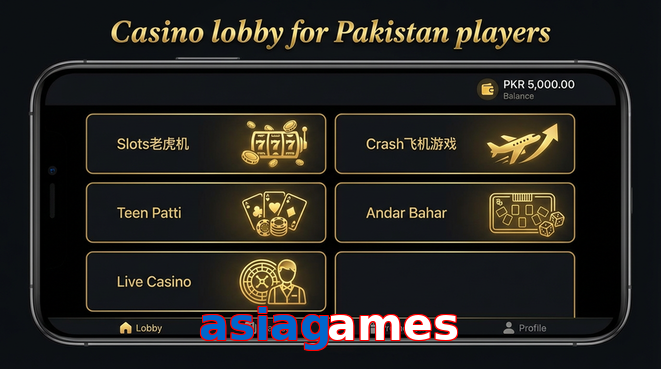 Lobby view of Asiagames for Pakistan users